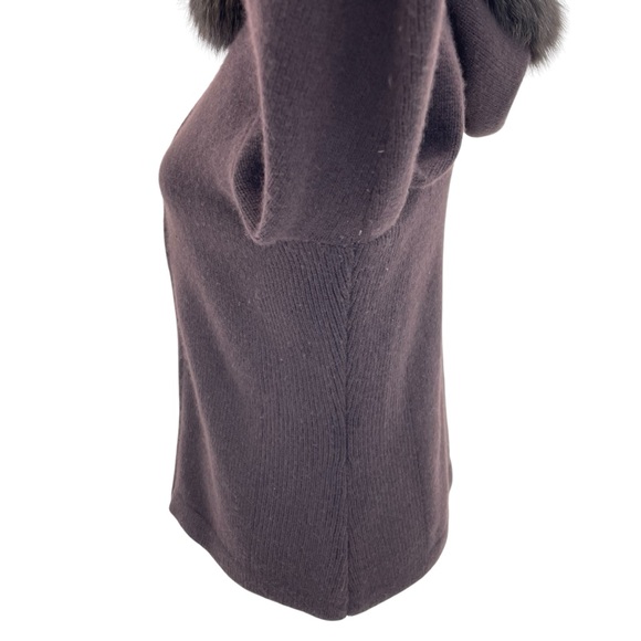 St. John Cashmere Fur Trimmed Sweater Small Brown - Picture 8 of 16